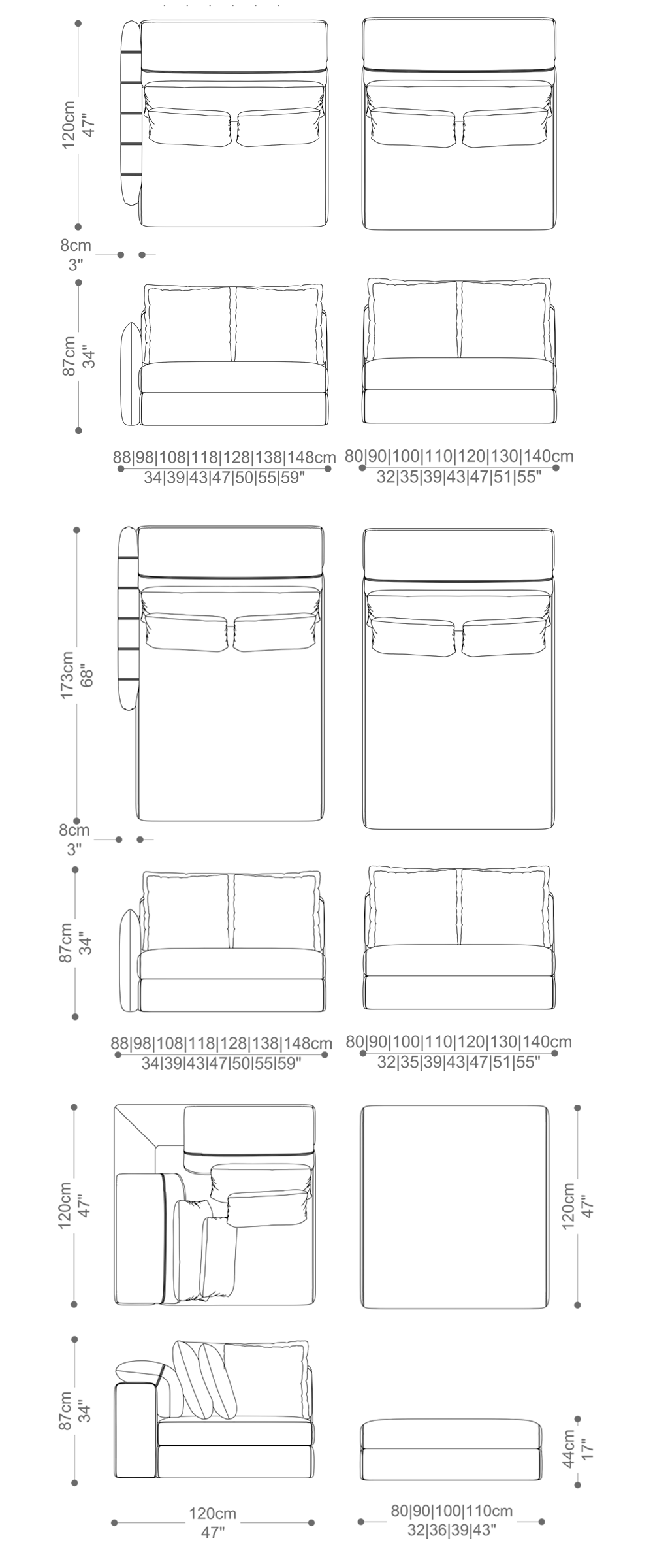 Imagem das dimensões completas do produto